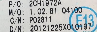MAIN PARA TV ATVIO / NUMERO DE PARTE 2CH1972A / CV318H-C / P02811 / 20121225X010197 / MODELO - Imagen 2